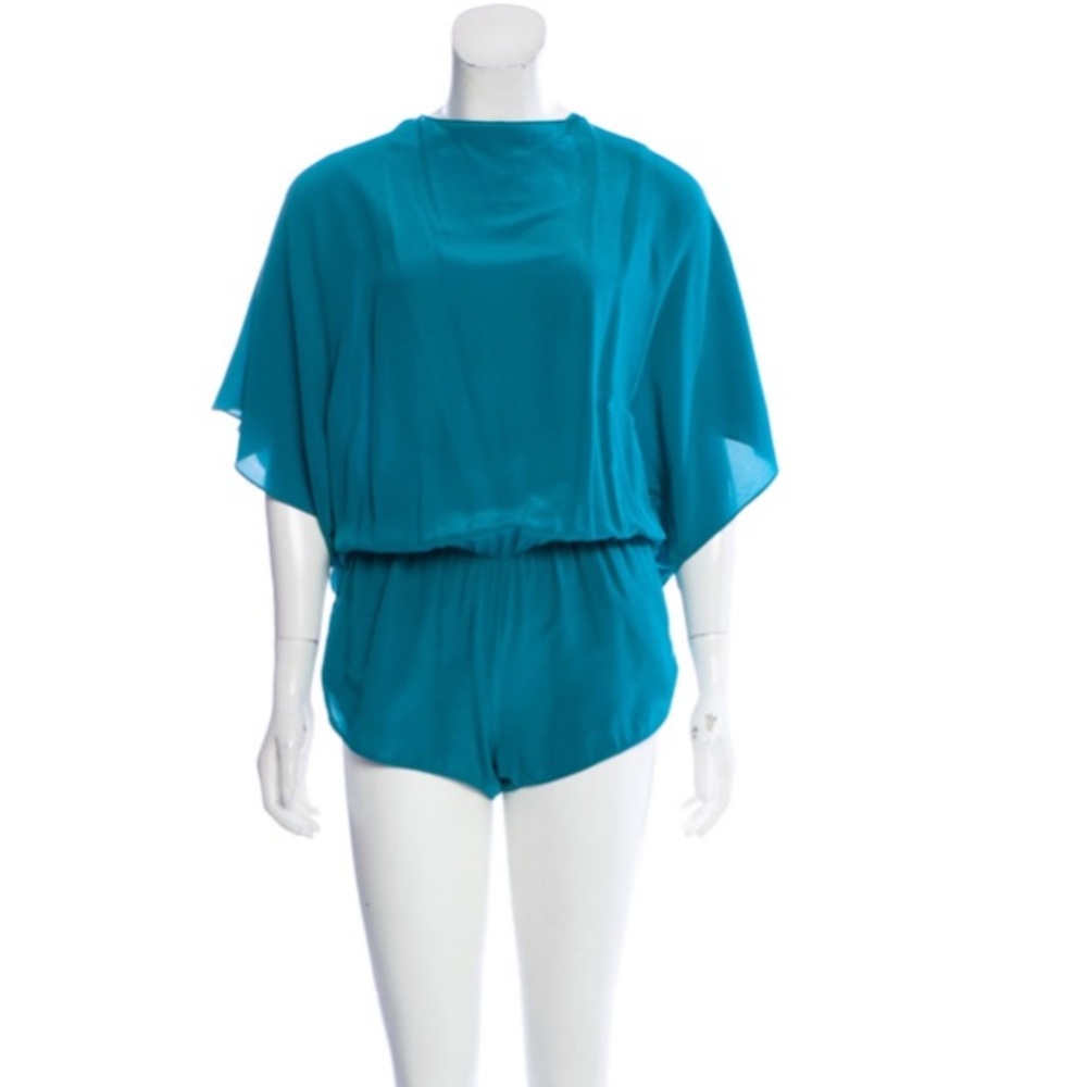 Haute Hippie Silk Turquoise Romper Large